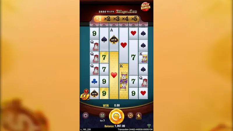 Mega Ace slot by JILI – reels during a demo spin